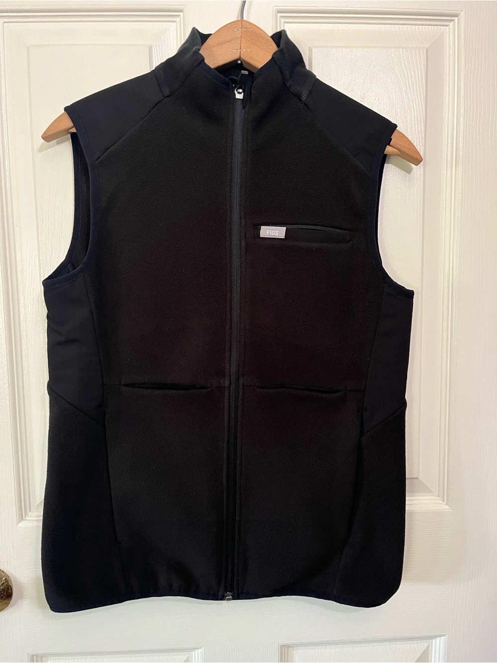 FIGS On-Shift Black Zip-Up Fleece Vest Womens XS Medical